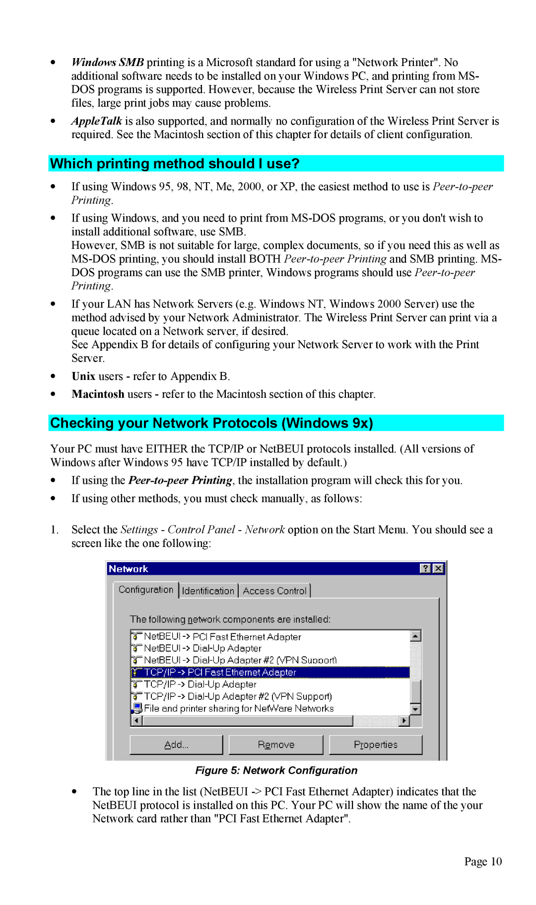 TRENDnet TEW-P1U1P manual Which printing method should I use?, Checking your Network Protocols Windows 