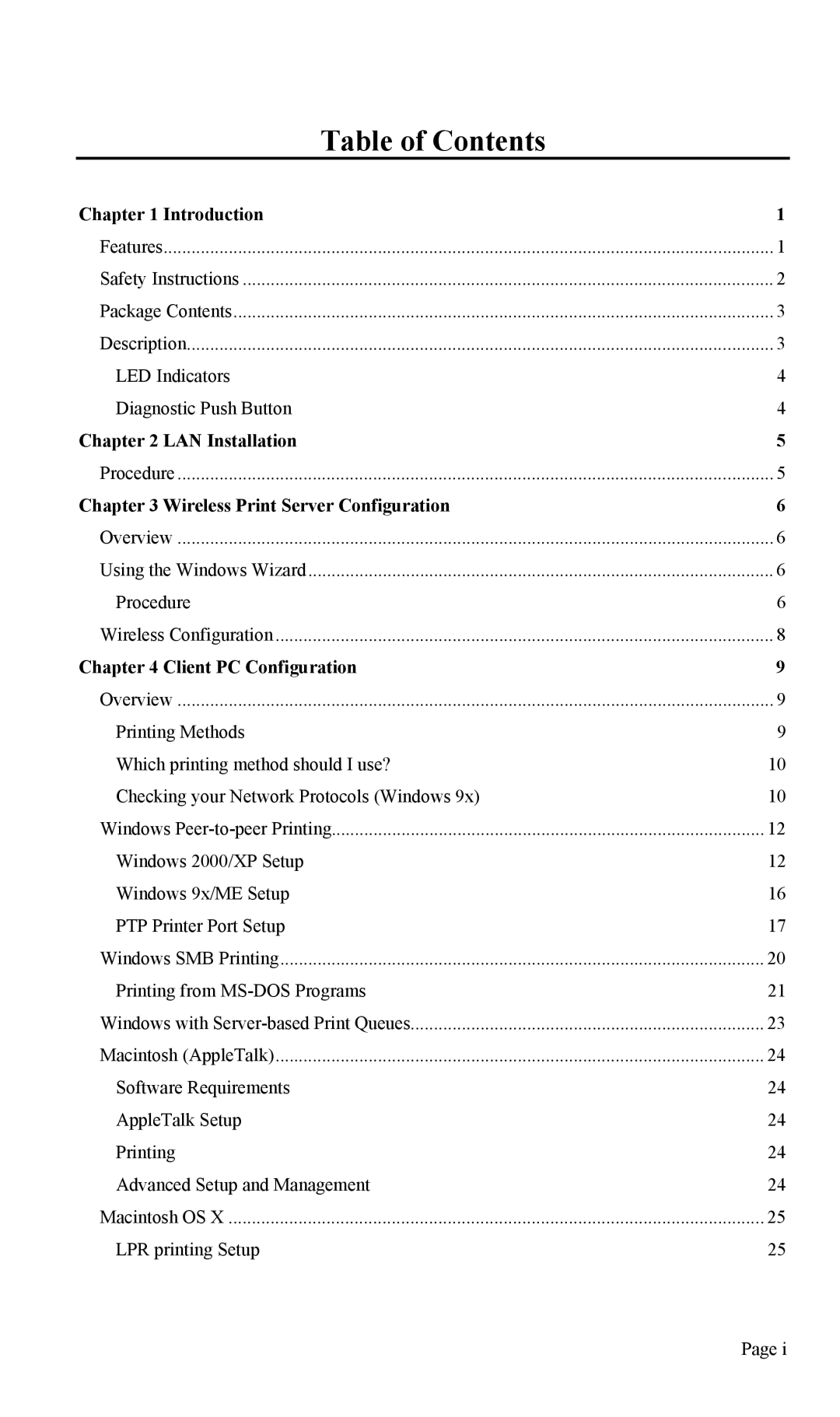 TRENDnet TEW-P1U1P manual Table of Contents 