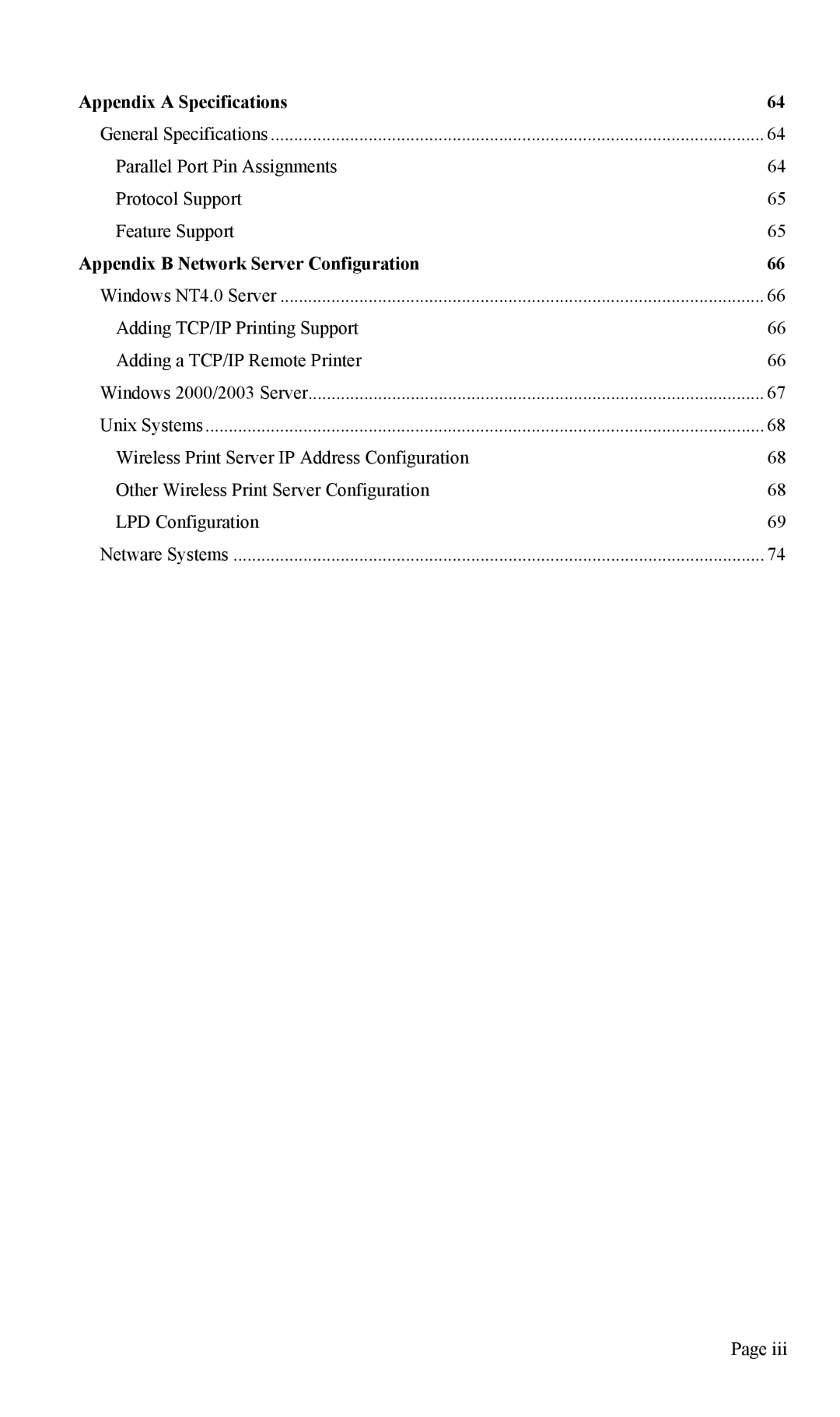 TRENDnet TEW-P1U1P manual Appendix a Specifications, Appendix B Network Server Configuration 