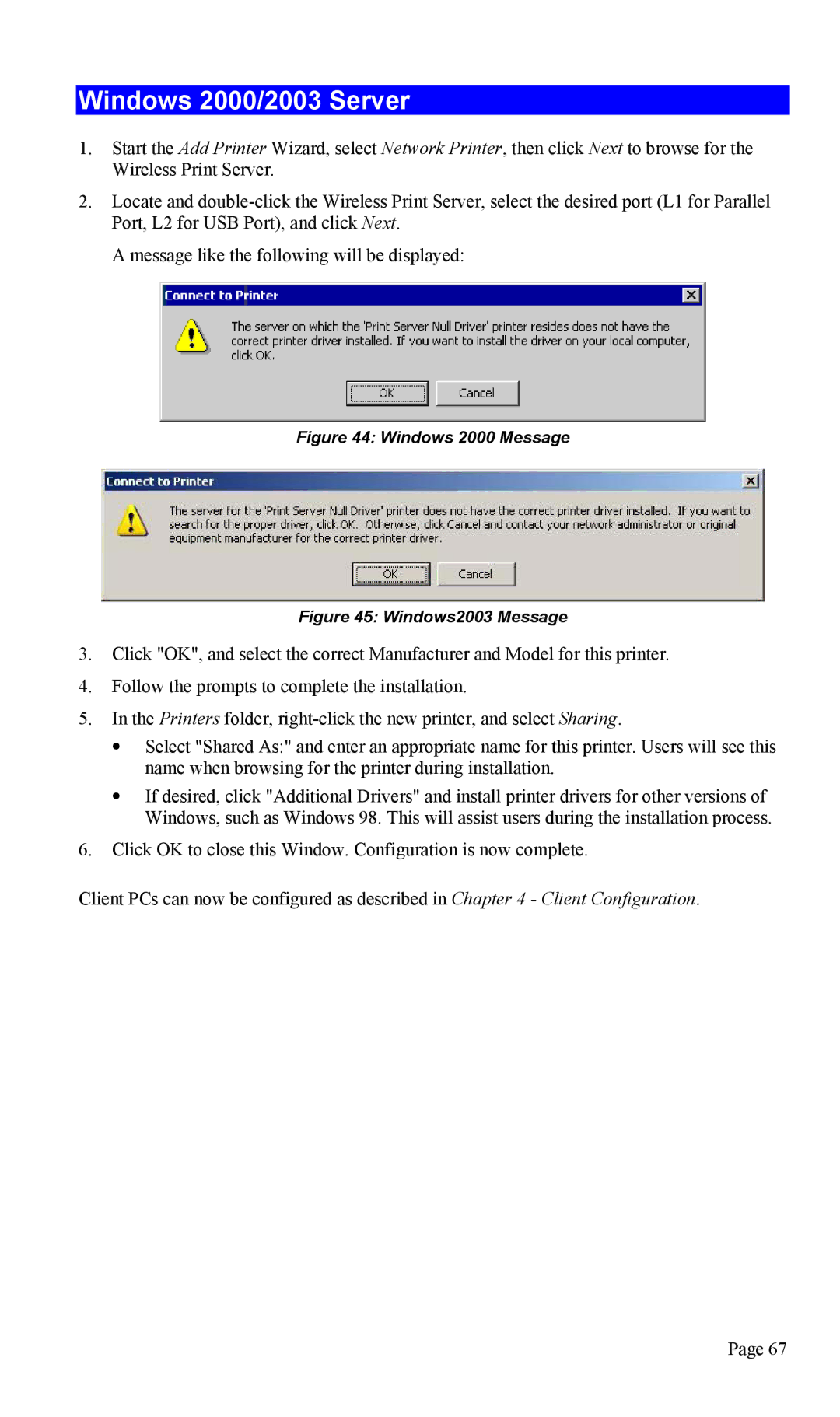 TRENDnet TEW-P1U1P manual Windows 2000/2003 Server, Windows 2000 Message 