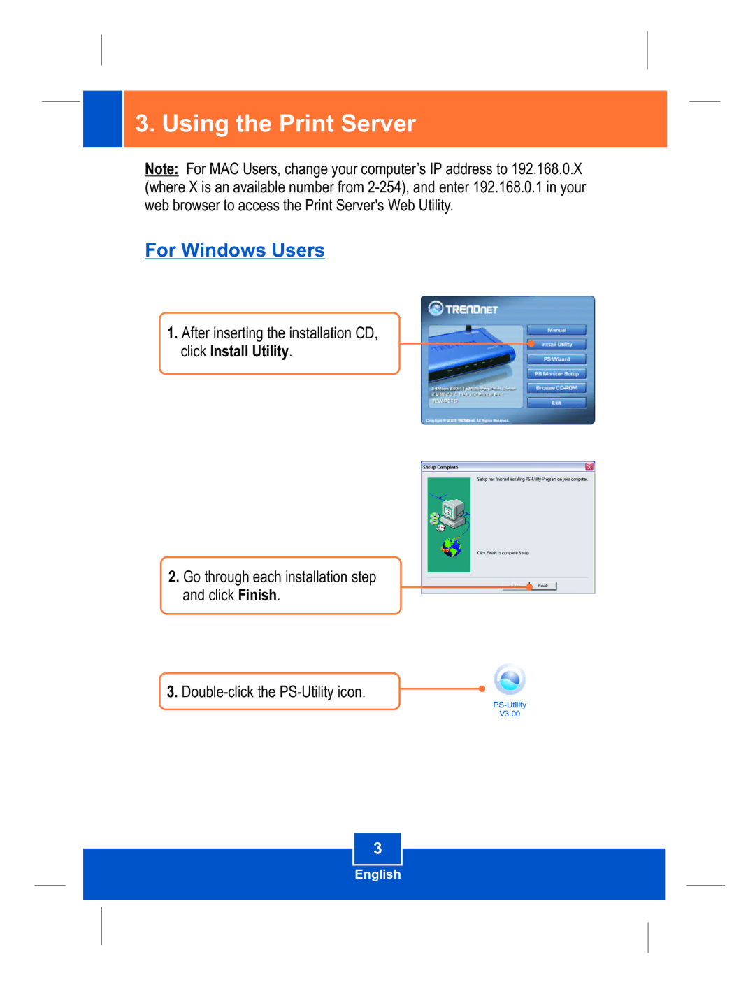 TRENDnet TEW-P21G manual Using the Print Server 