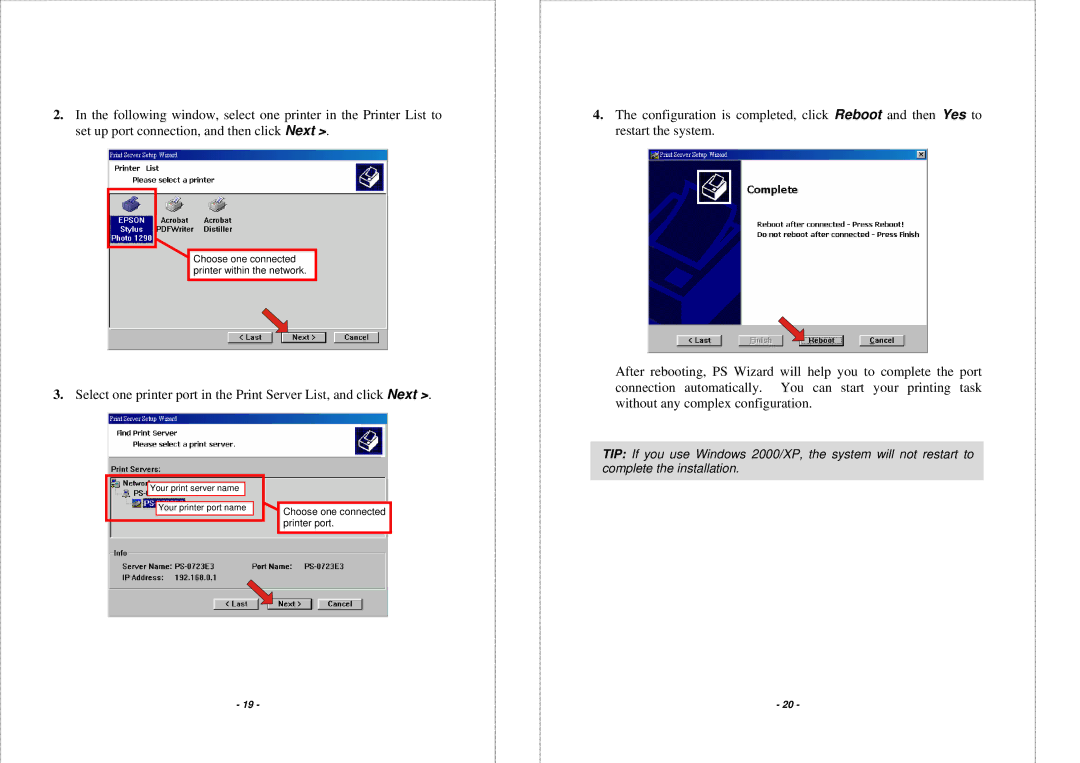 TRENDnet TEW P21G manual Choose one connected printer within the network 