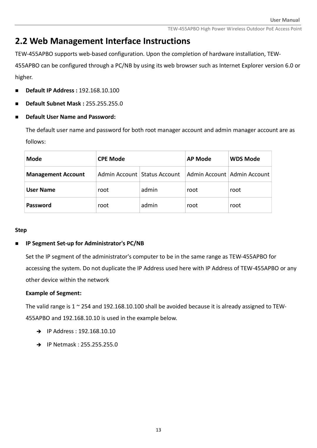 TRENDnet TEW455APBO manual Web Management Interface Instructions 