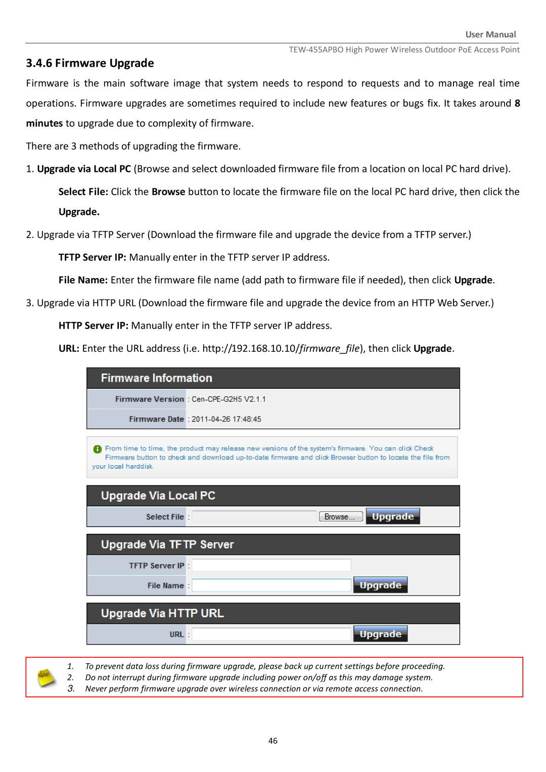 TRENDnet TEW455APBO manual Firmware Upgrade 