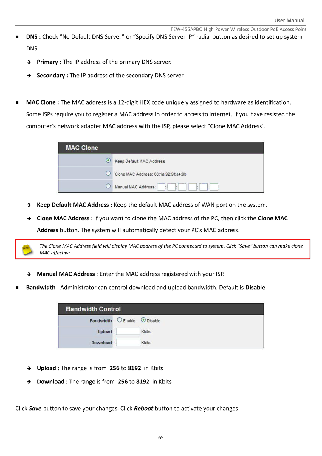 TRENDnet TEW455APBO manual Dns 