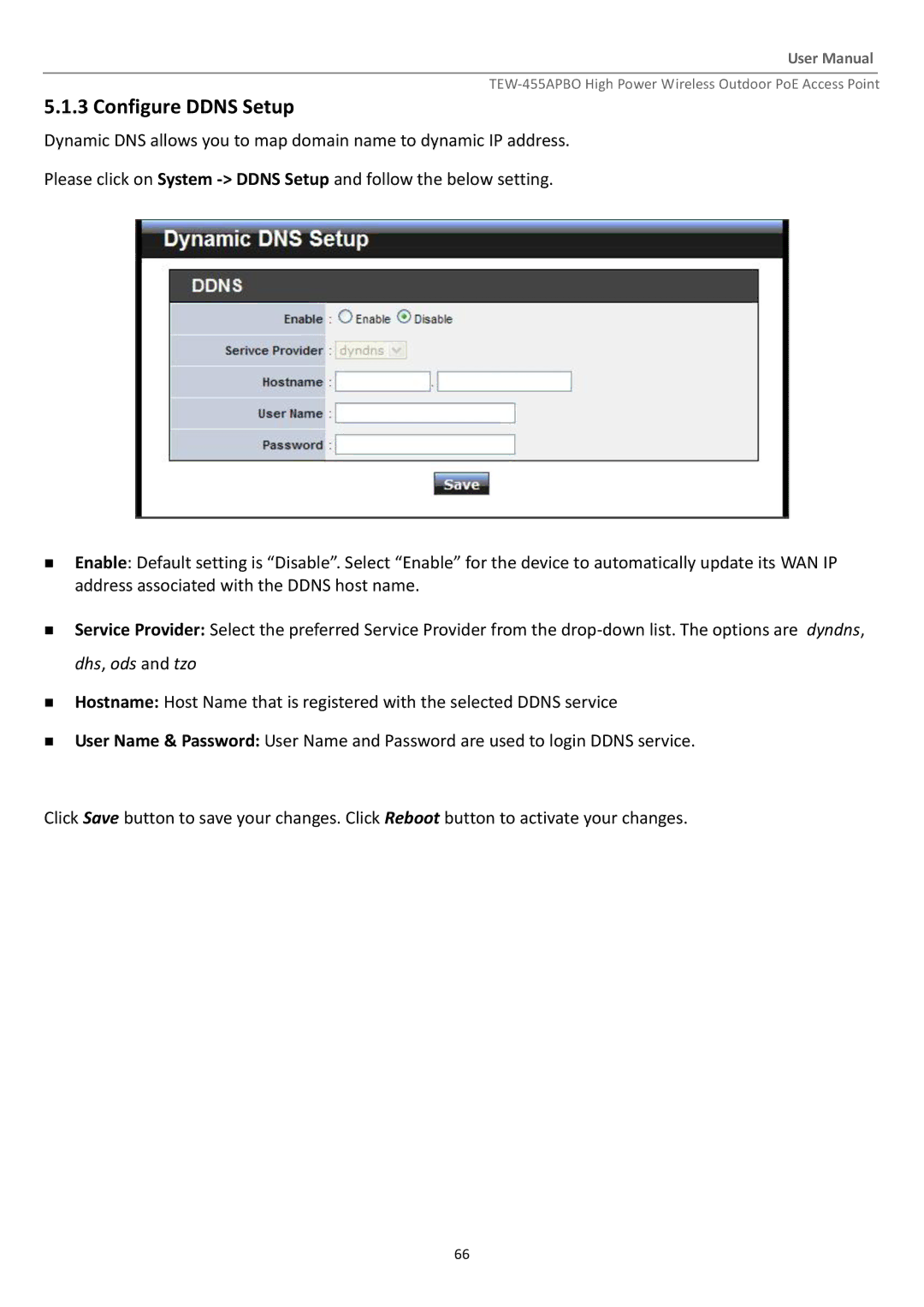 TRENDnet TEW455APBO manual Configure Ddns Setup 