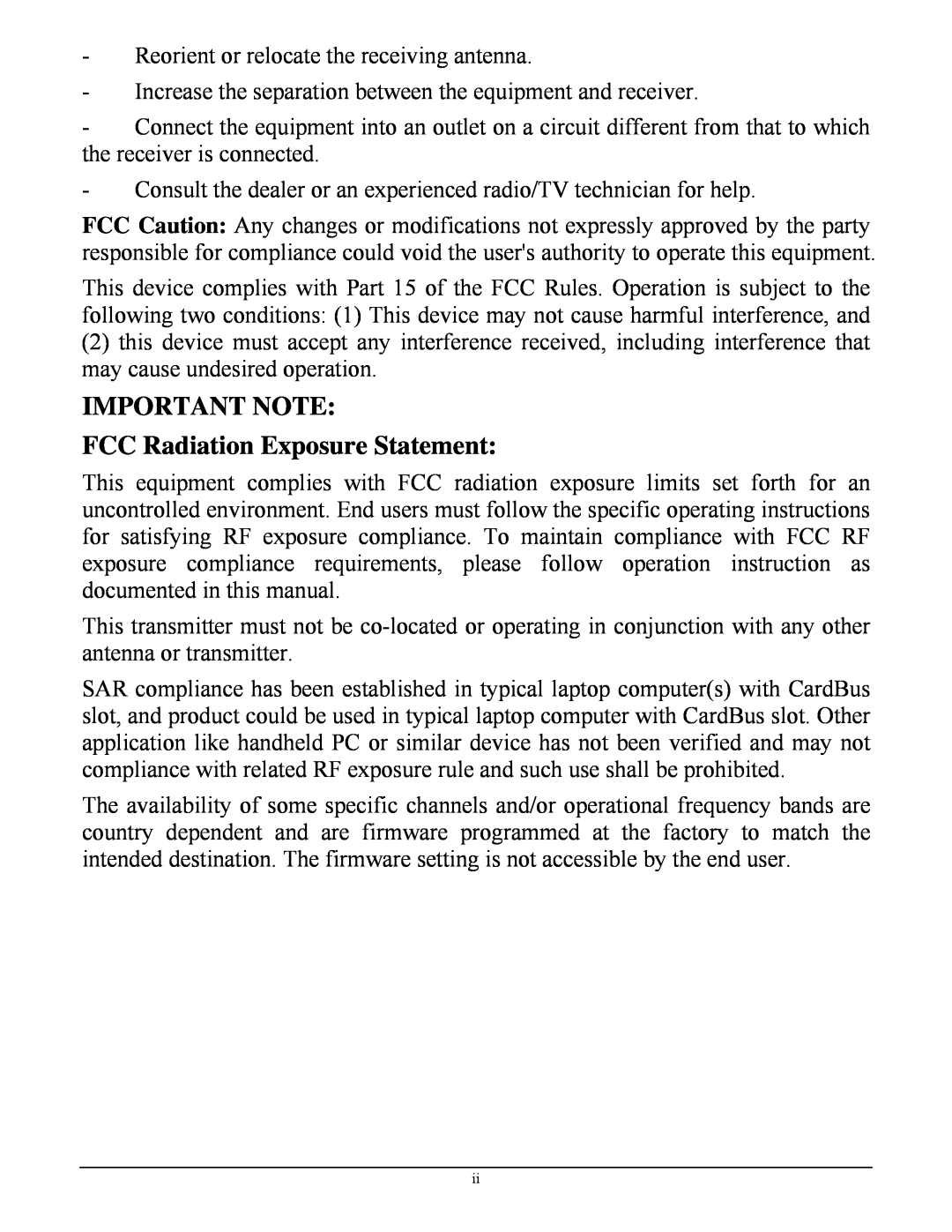 TRENDnet TEW623PI manual IMPORTANT NOTE FCC Radiation Exposure Statement 
