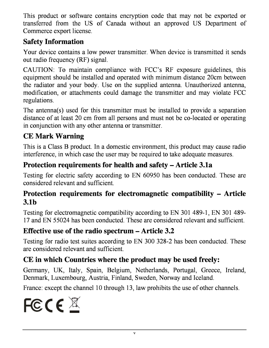 TRENDnet TEW623PI manual Safety Information, CE Mark Warning, Protection requirements for health and safety - Article 3.1a 