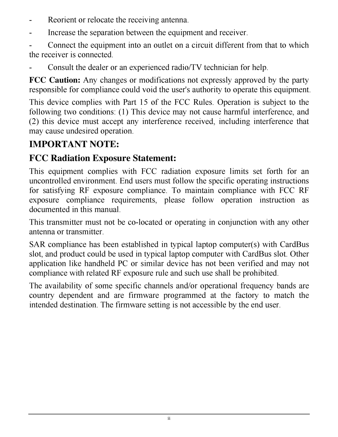 TRENDnet TEW623PI manual Important Note, FCC Radiation Exposure Statement 