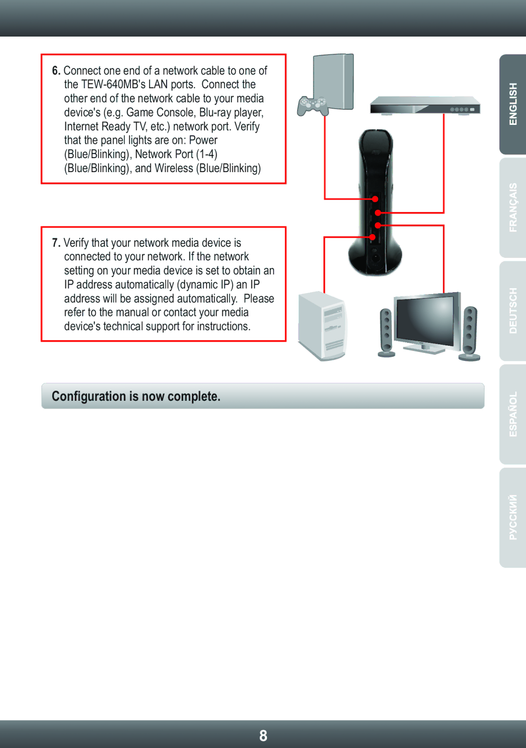 TRENDnet TEW640MB manual Configuration is now complete 