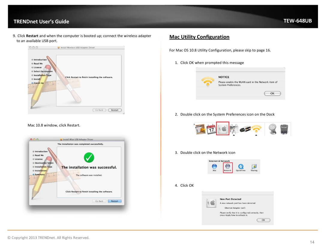 TRENDnet TEW648UB manual Mac Utility Configuration 