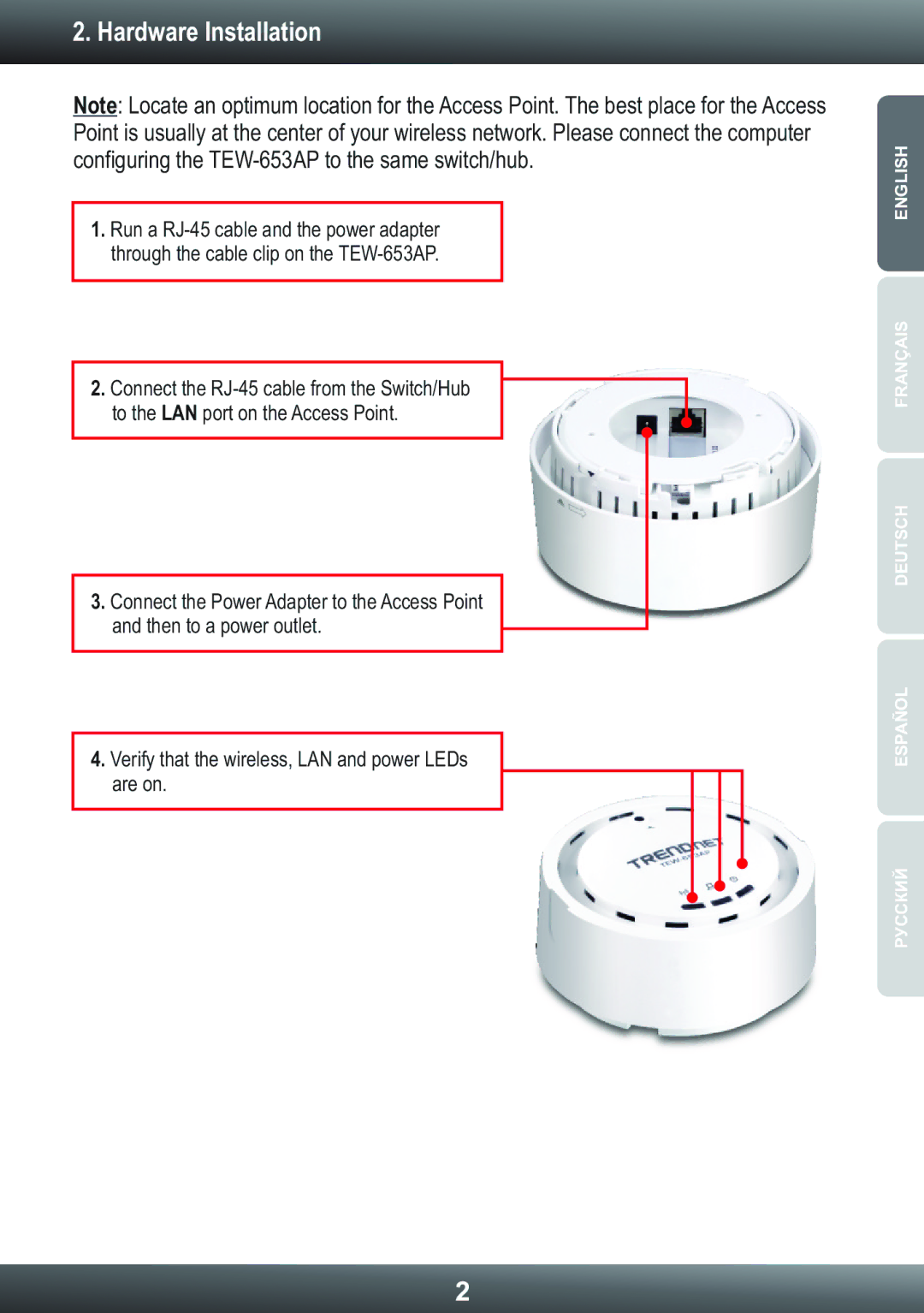 TRENDnet TEW653AP manual Hardware Installation 