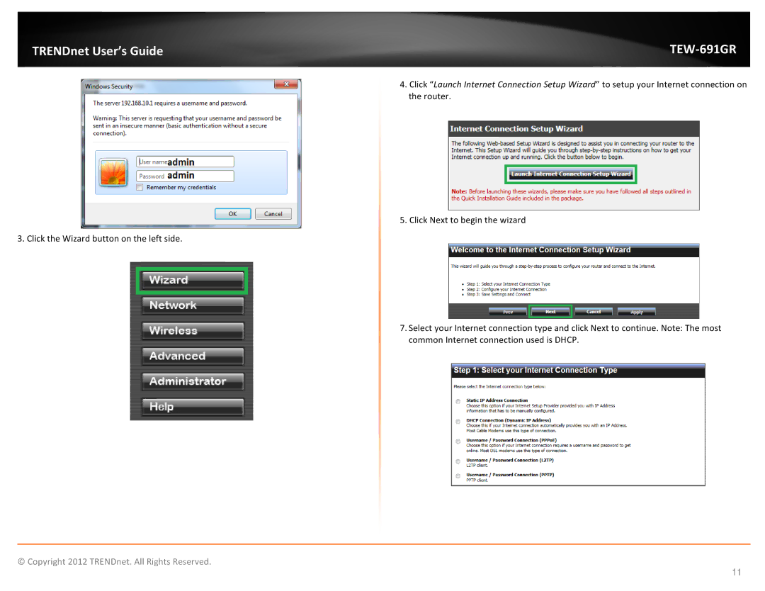 TRENDnet TEW691GR manual Click the Wizard button on the left side 