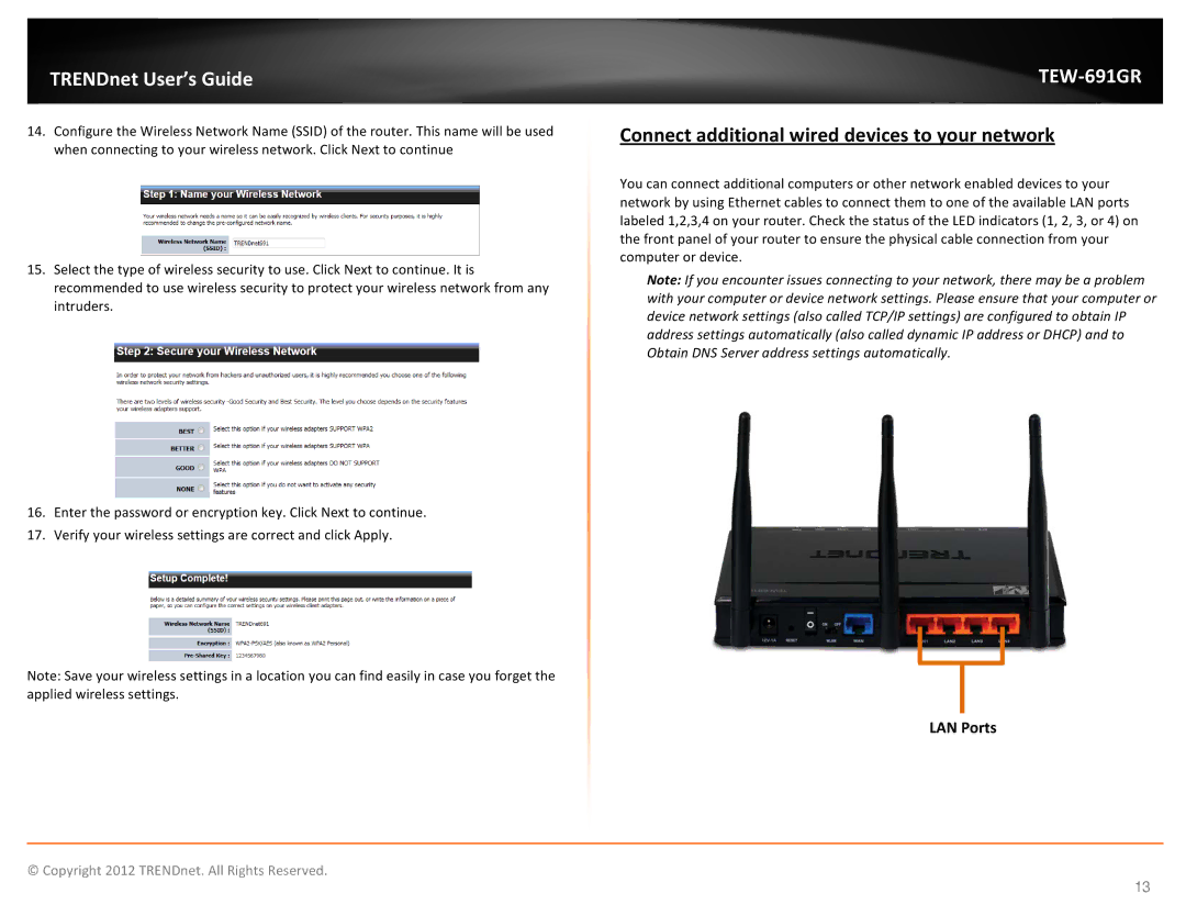 TRENDnet TEW691GR manual Connect additional wired devices to your network 