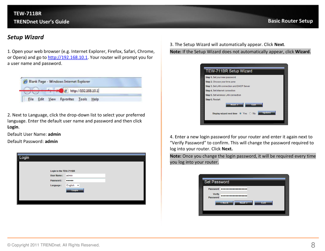 TRENDnet TEW711BR manual Setup Wizard 