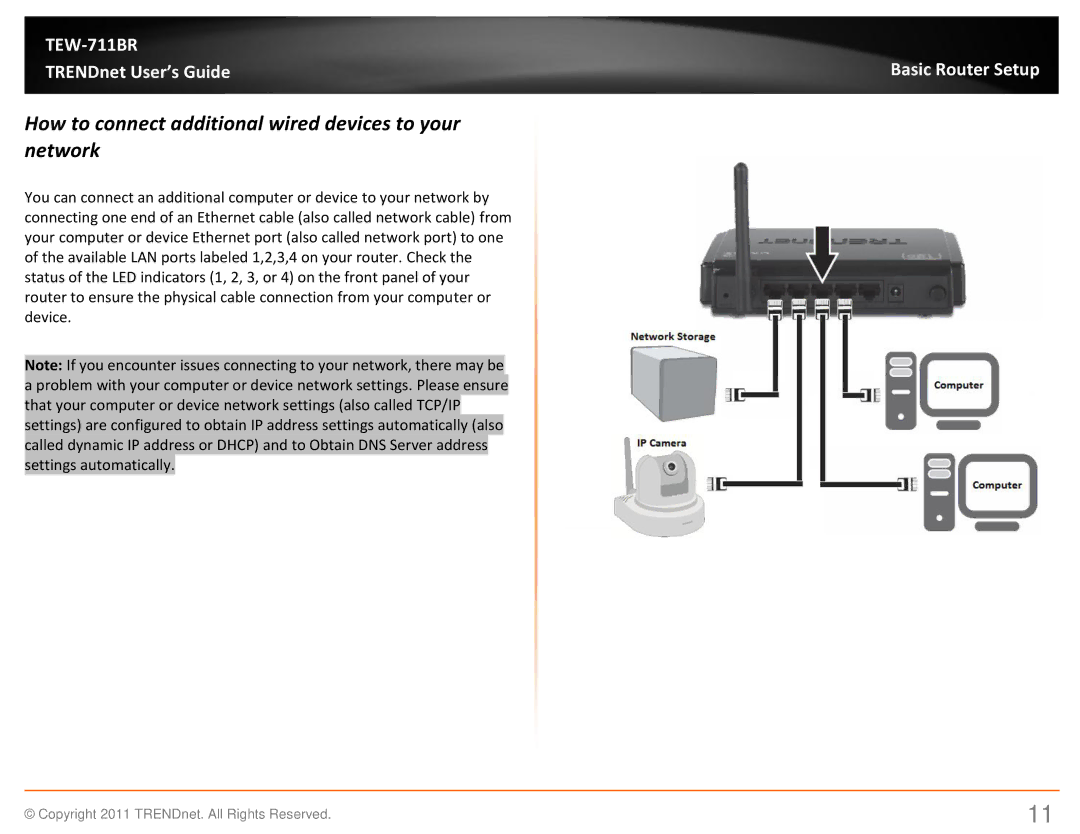 TRENDnet TEW711BR manual How to connect additional wired devices to your network 