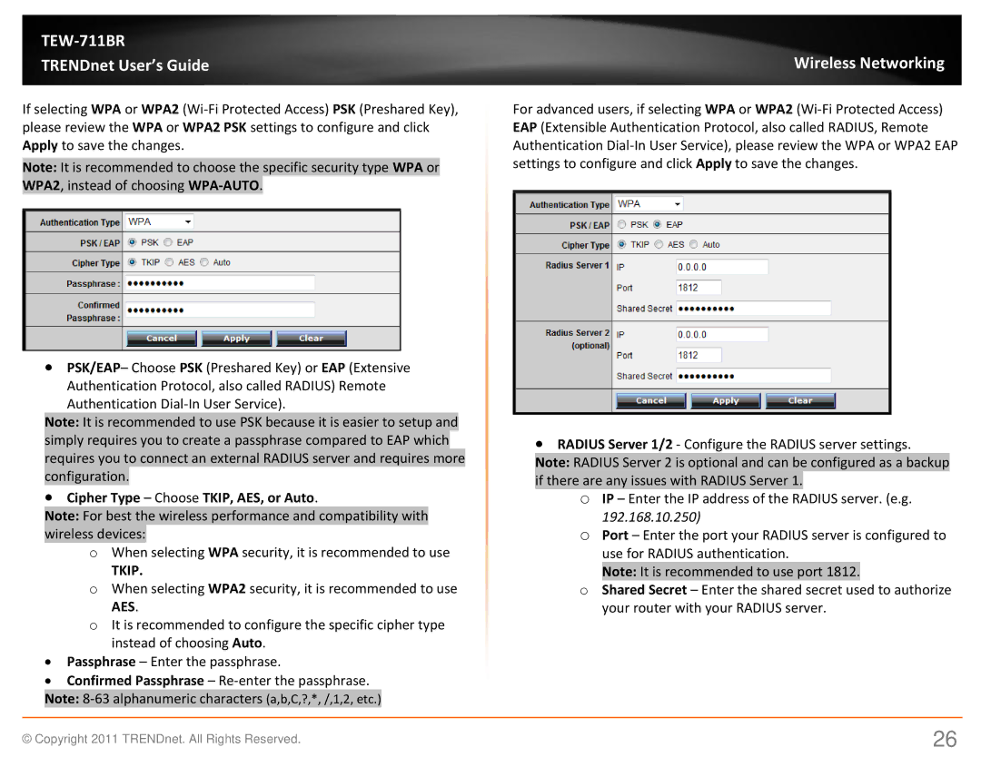 TRENDnet TEW711BR manual Tkip 