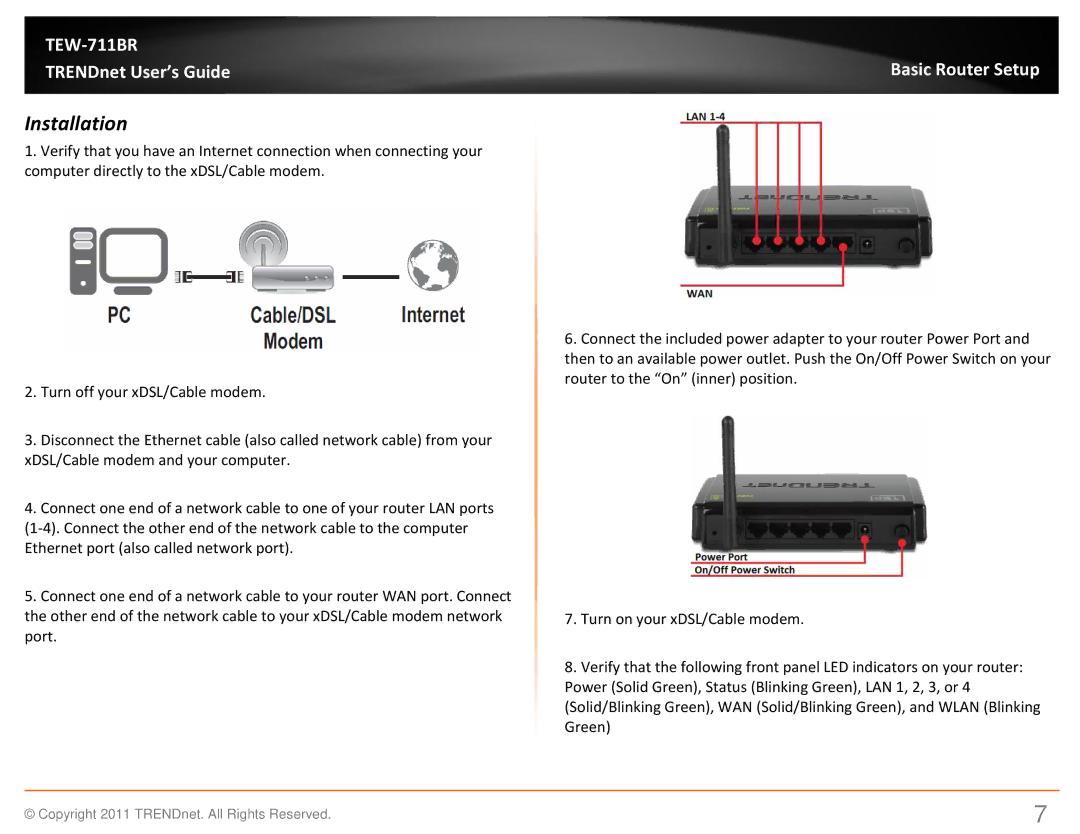 TRENDnet TEW711BR manual Installation 