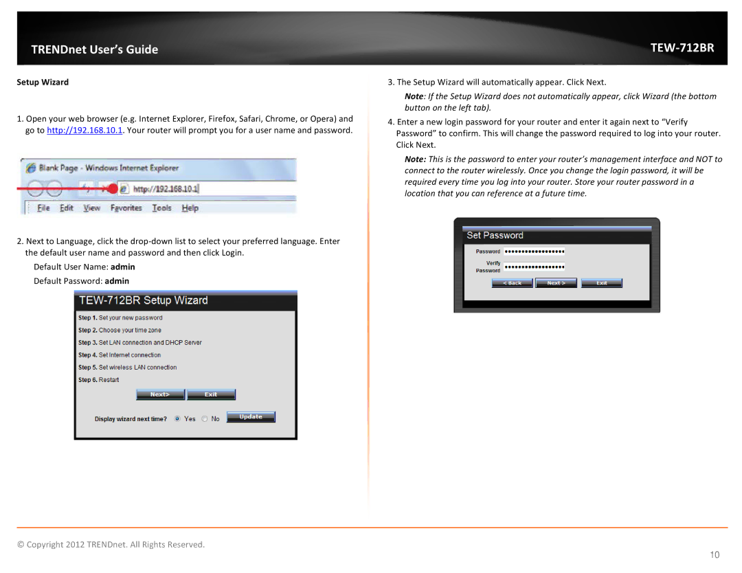 TRENDnet TEW712BR manual Setup Wizard 