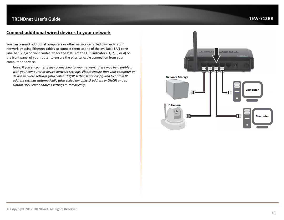 TRENDnet TEW712BR manual Connect additional wired devices to your network 