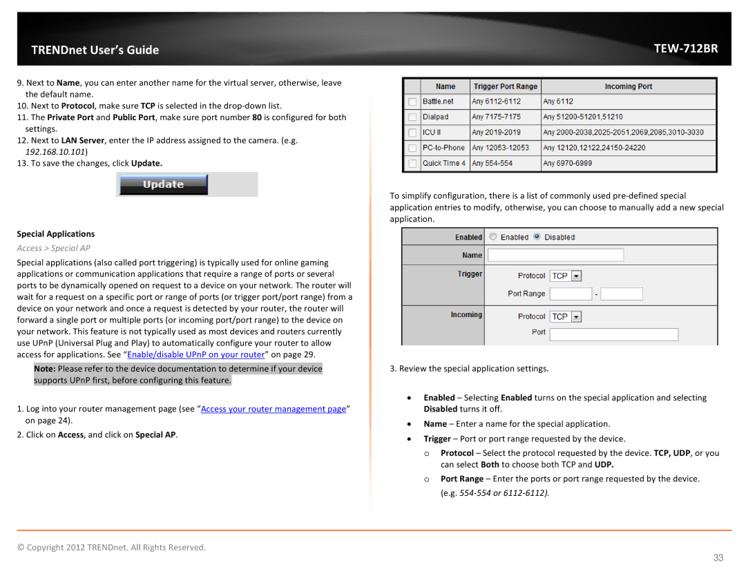 TRENDnet TEW712BR manual Special Applications, Access Special AP 