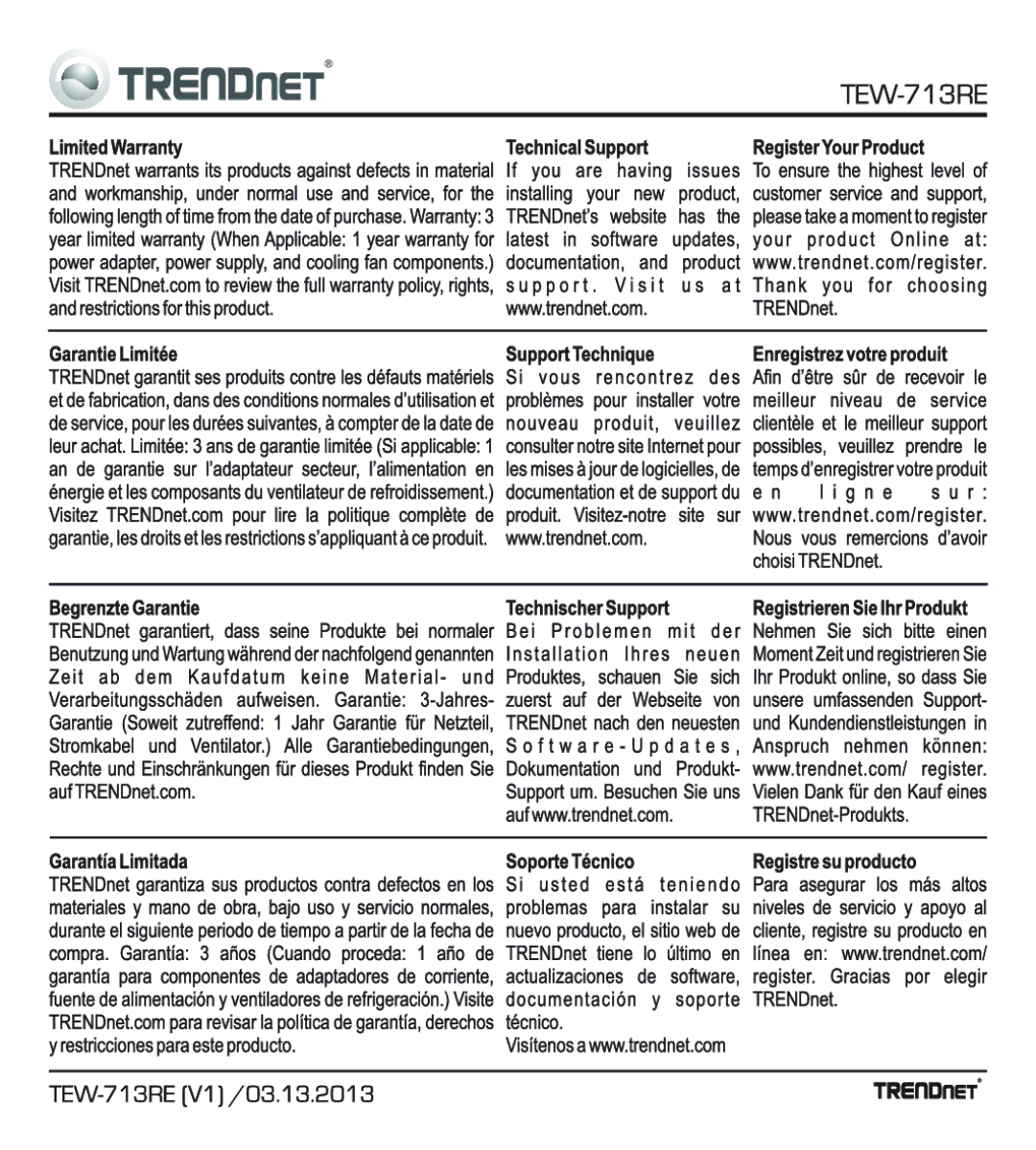 TRENDnet TEW713RE manual 