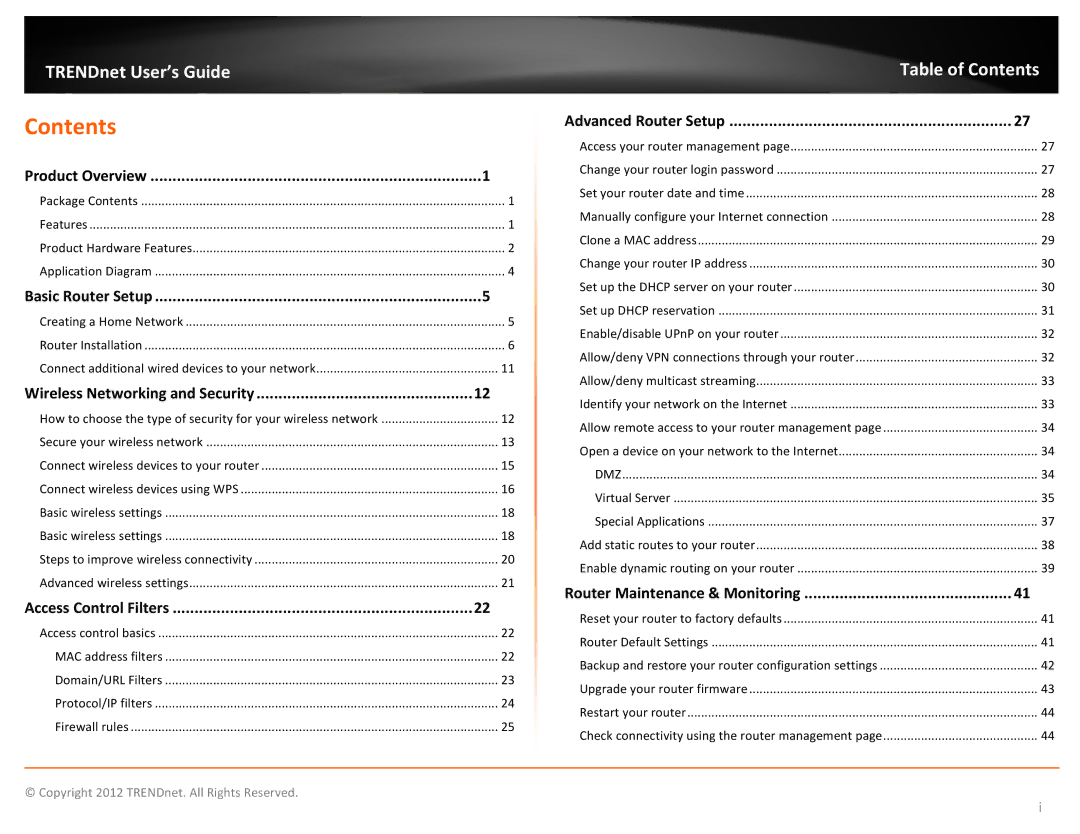 TRENDnet TEW731BR manual Contents 