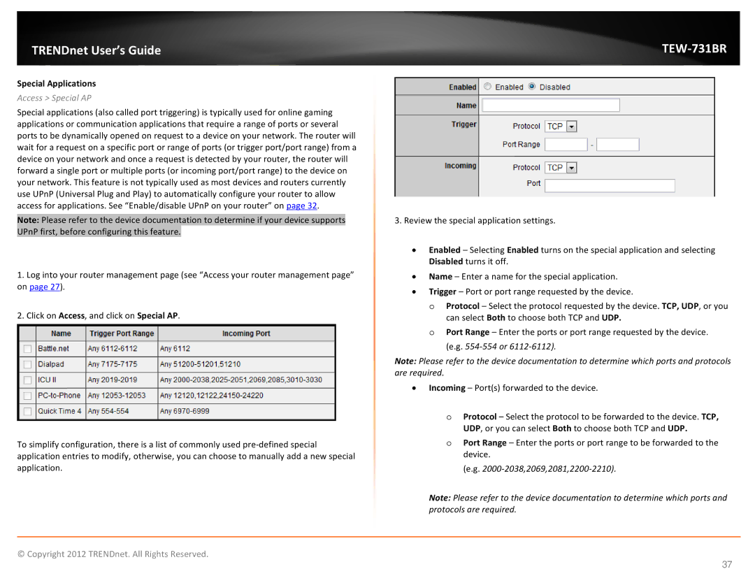 TRENDnet TEW731BR manual Special Applications, Access Special AP 