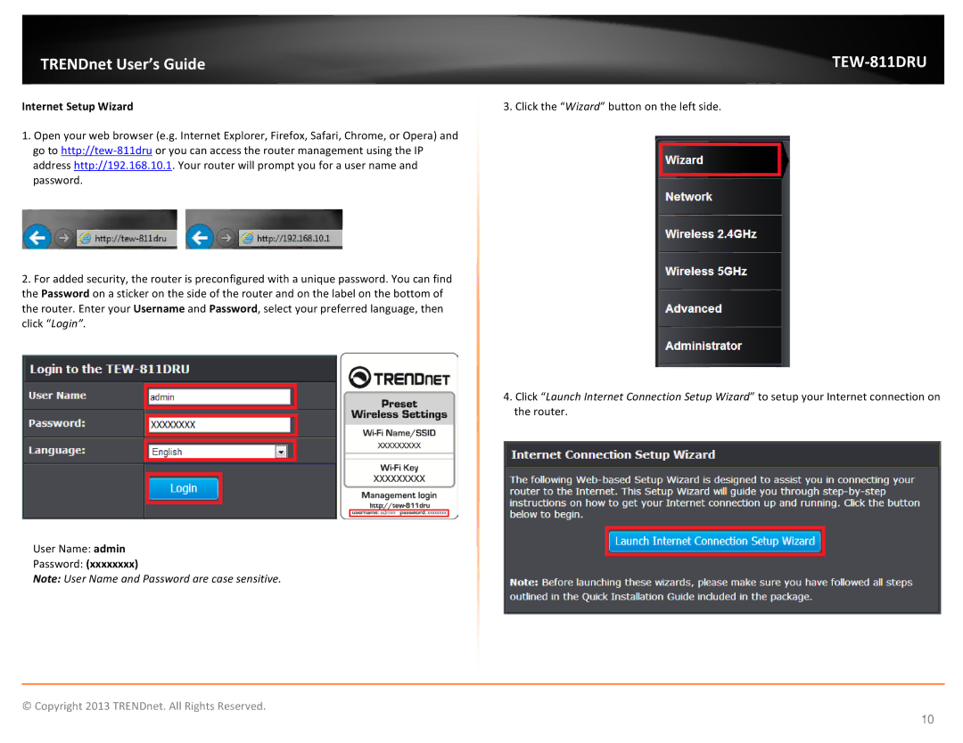 TRENDnet TEW811DRU manual Internet Setup Wizard 