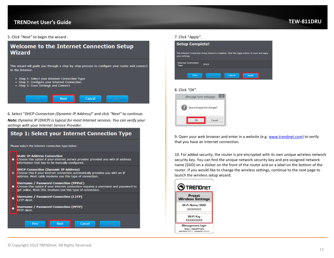 TRENDnet TEW811DRU manual Click Next to begin the wizard 