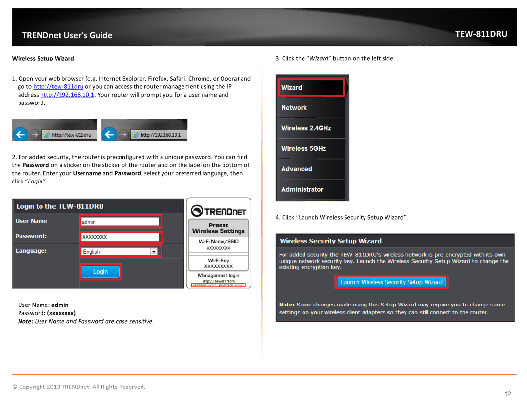 TRENDnet TEW811DRU manual Wireless Setup Wizard 