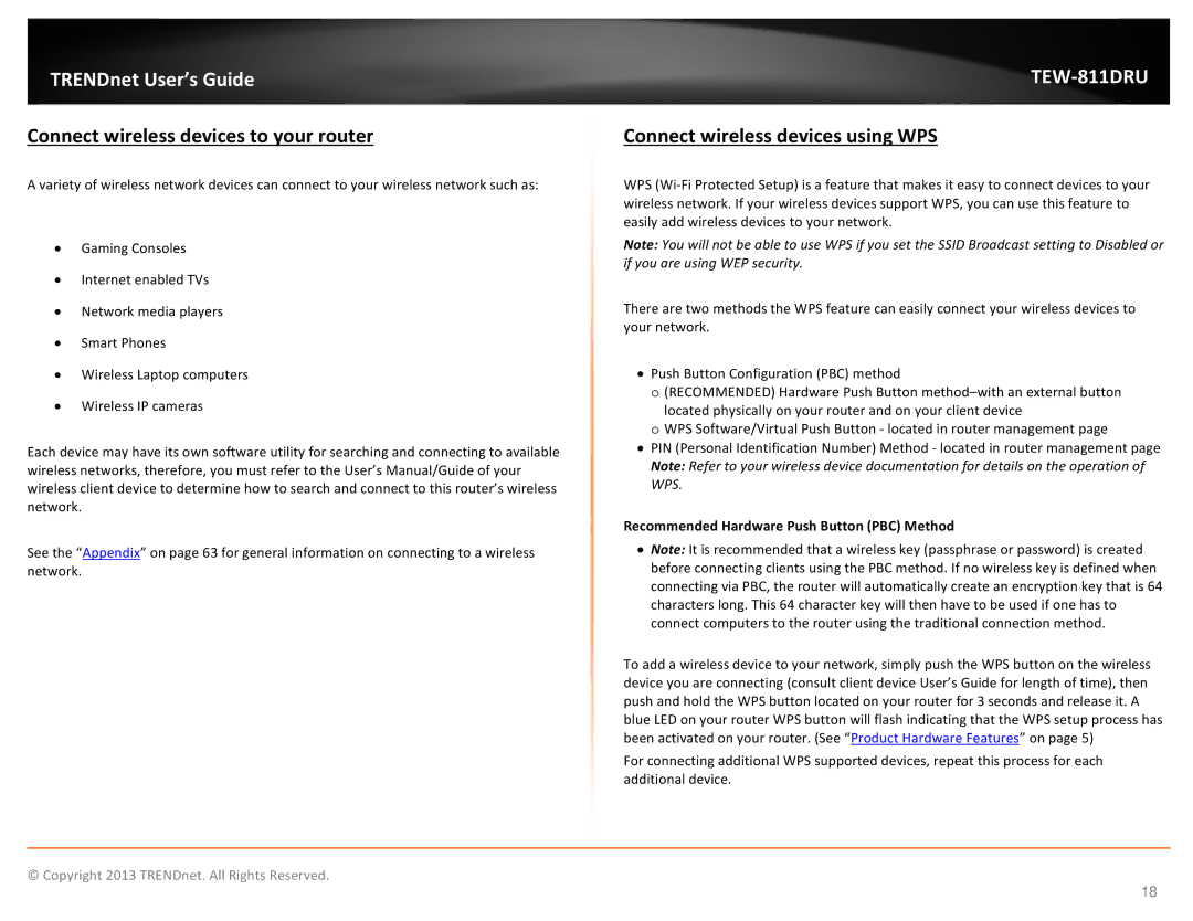 TRENDnet TEW811DRU manual Connect wireless devices to your router, Connect wireless devices using WPS 