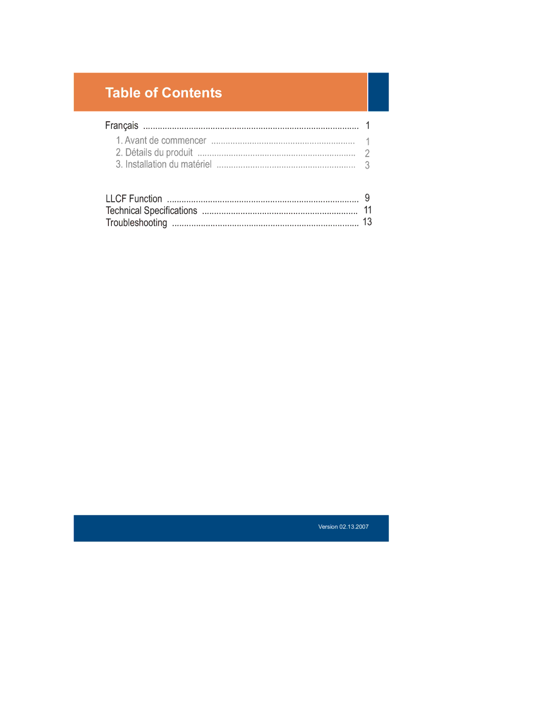 TRENDnet TFC-210 SERIES, TFC-1000, TFC-2000 SERIES manual Table of Contents 