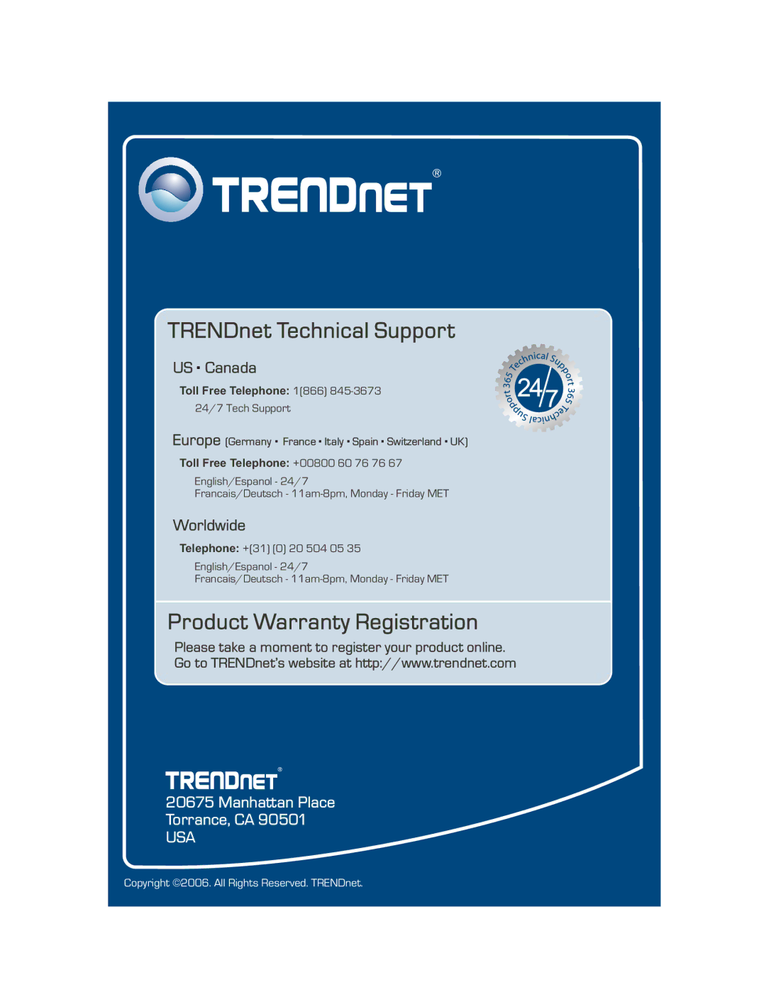 TRENDnet TFC-1000MSC manual Product Warranty Registration 