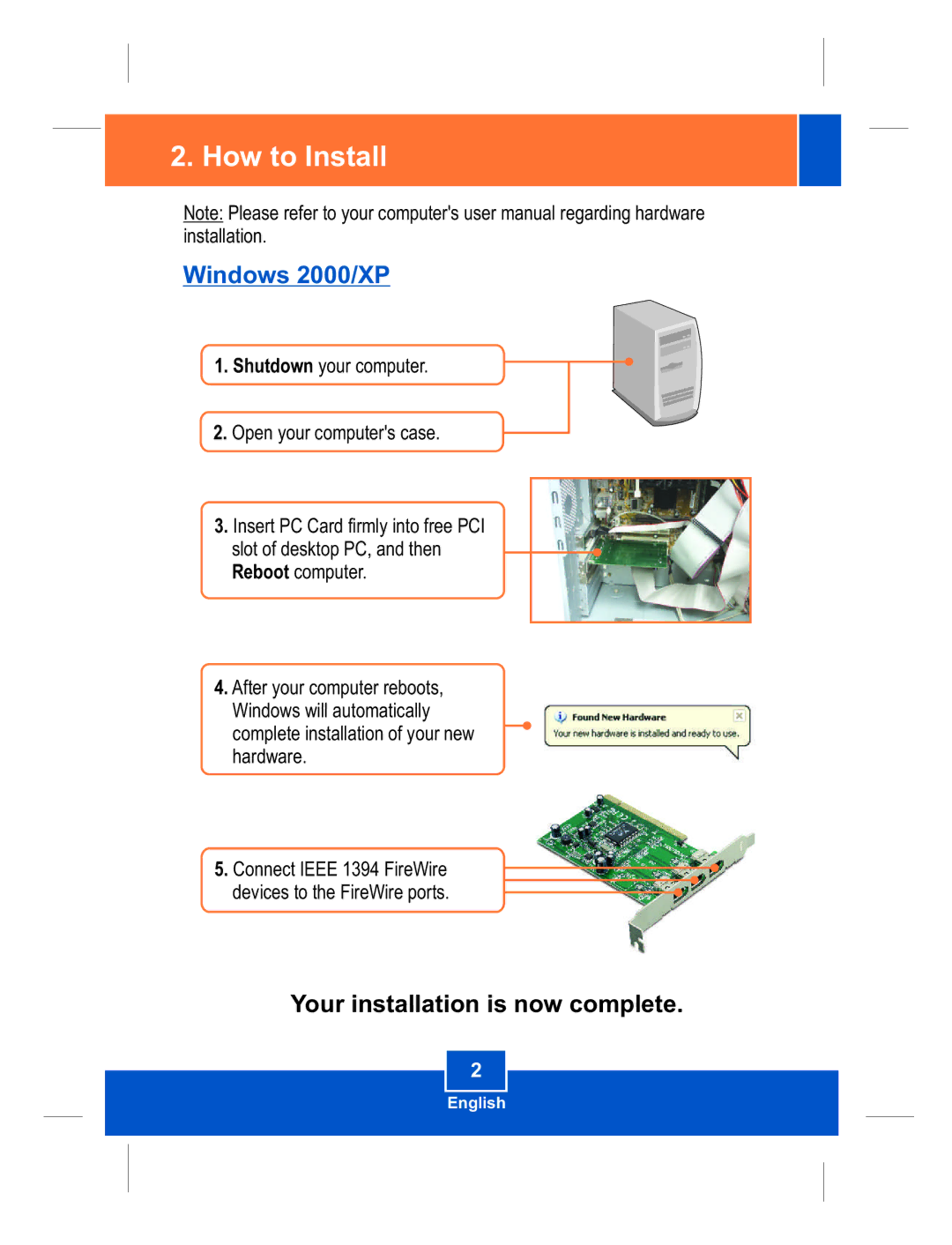 TRENDnet TFW-H3PI manual How to Install, Windows 2000/XP 