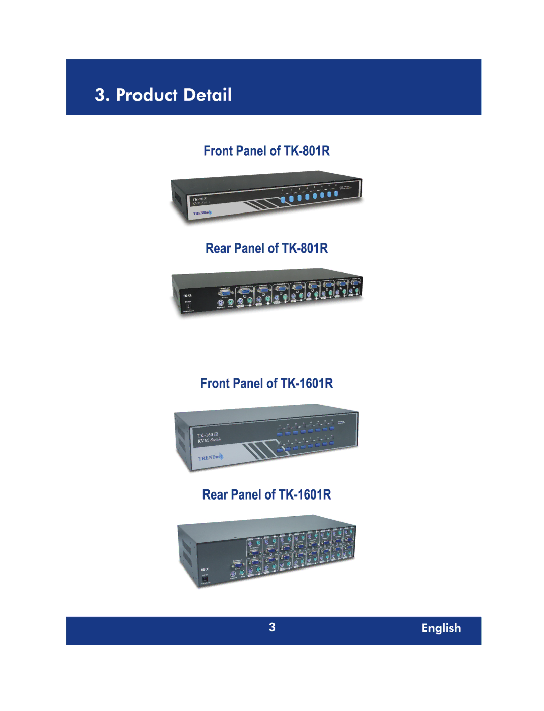 TRENDnet 8-Port/16-Port Rack Mount KVM Switch, TK-1601R, TK-801R manual 