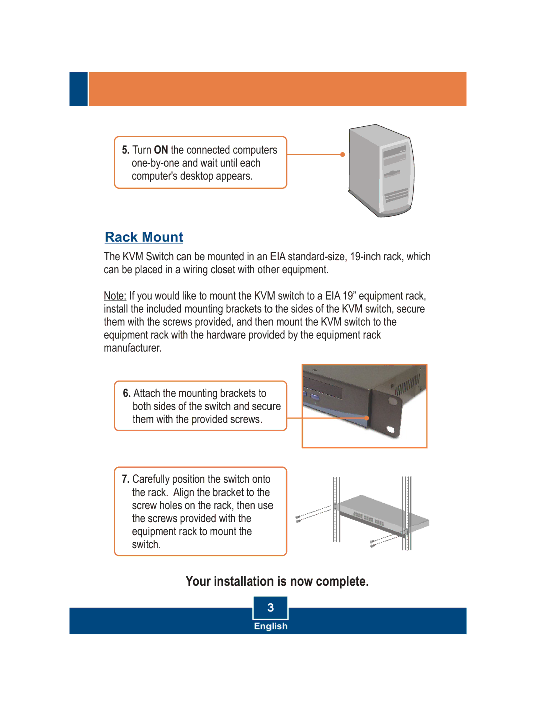 TRENDnet TK-803R, TK-1603R manual Your installation is now complete 