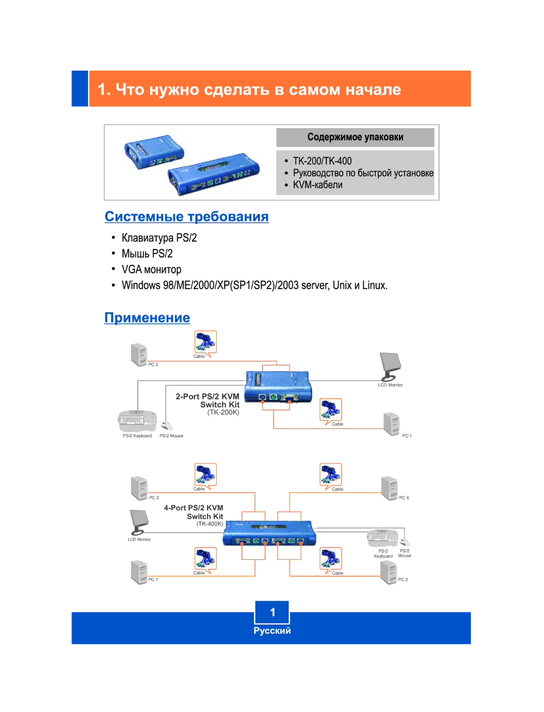 TRENDnet TK-200K manual Port PS/2 KVM 