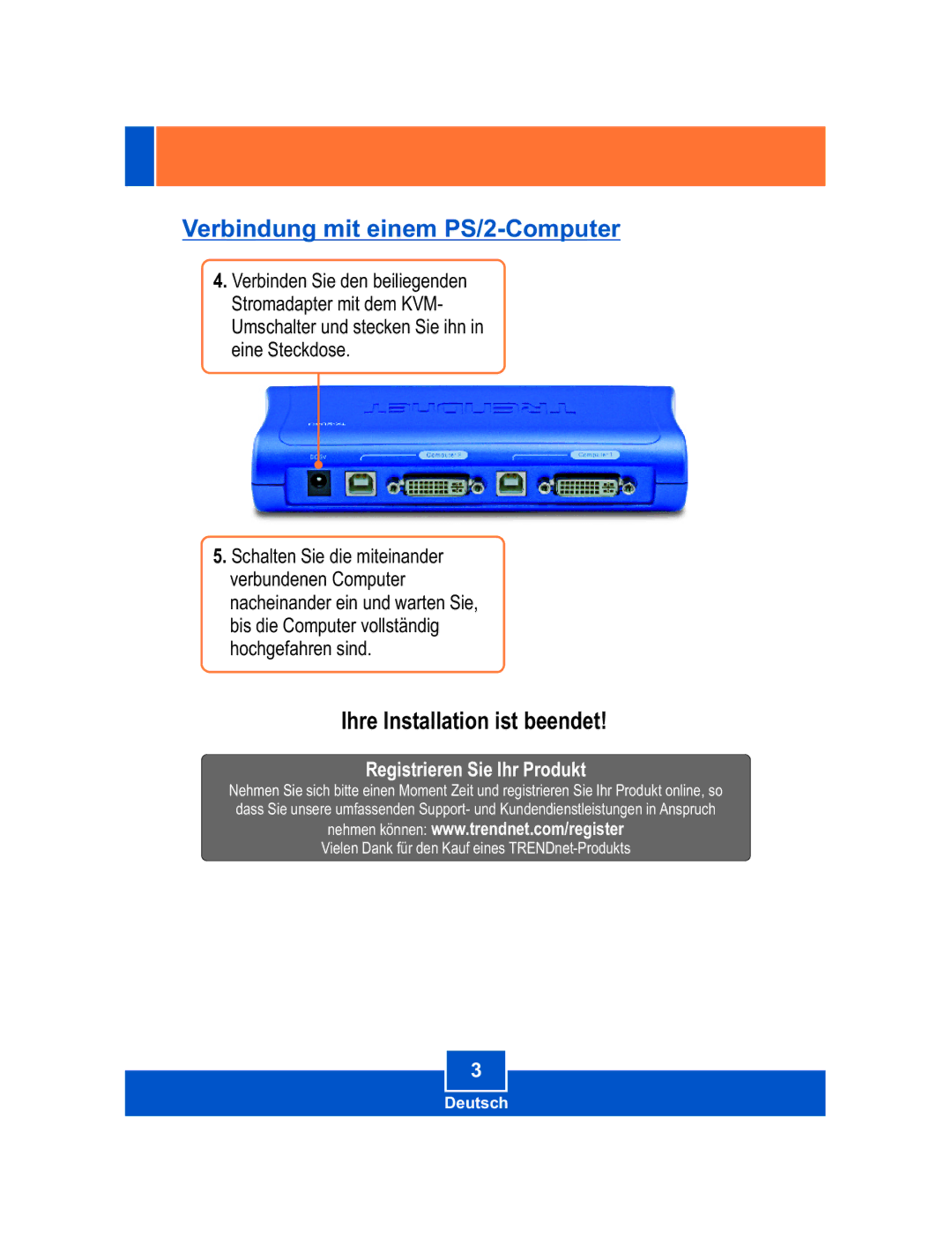 TRENDnet TK-204UK manual Verbindung mit einem PS/2-Computer 