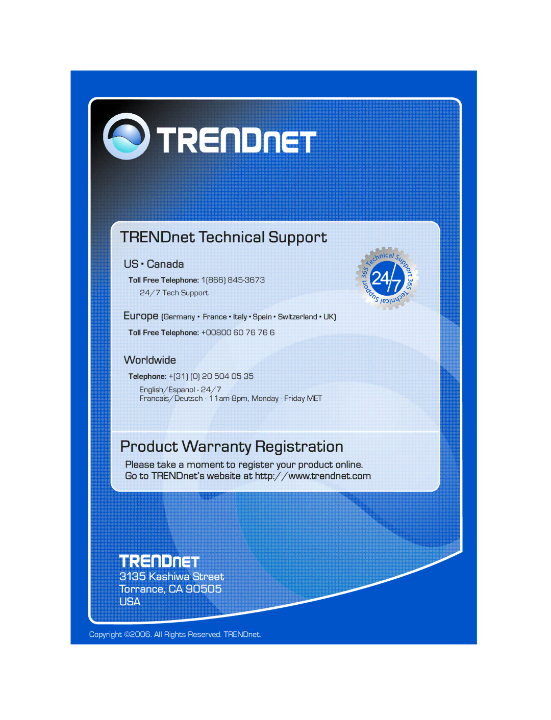 TRENDnet TK-207K manual Product Warranty Registration 