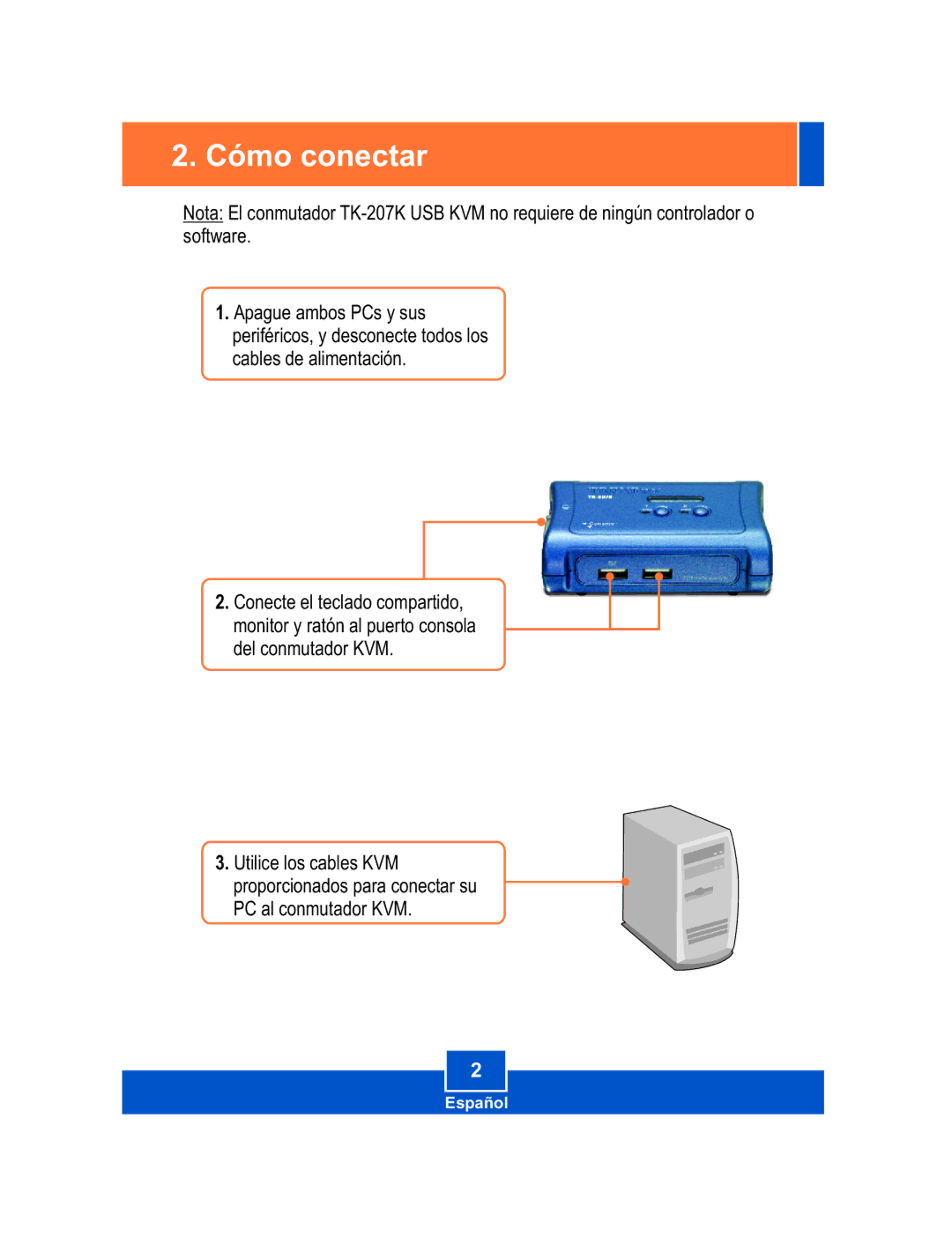 TRENDnet TK-207K manual Cómo conectar 