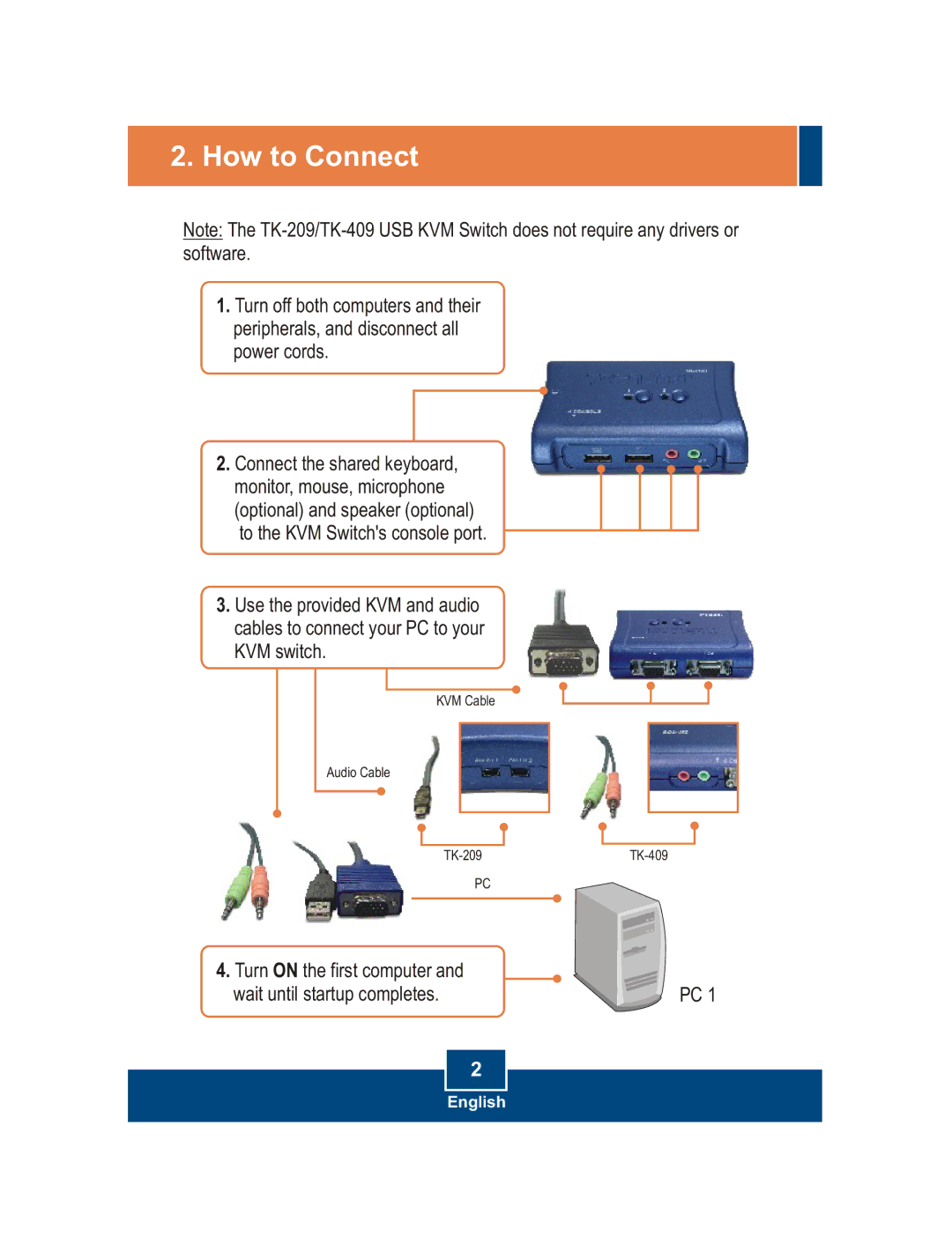 TRENDnet tk-409k, tk-209k, TK-209K, TK-409K manual How to Connect 