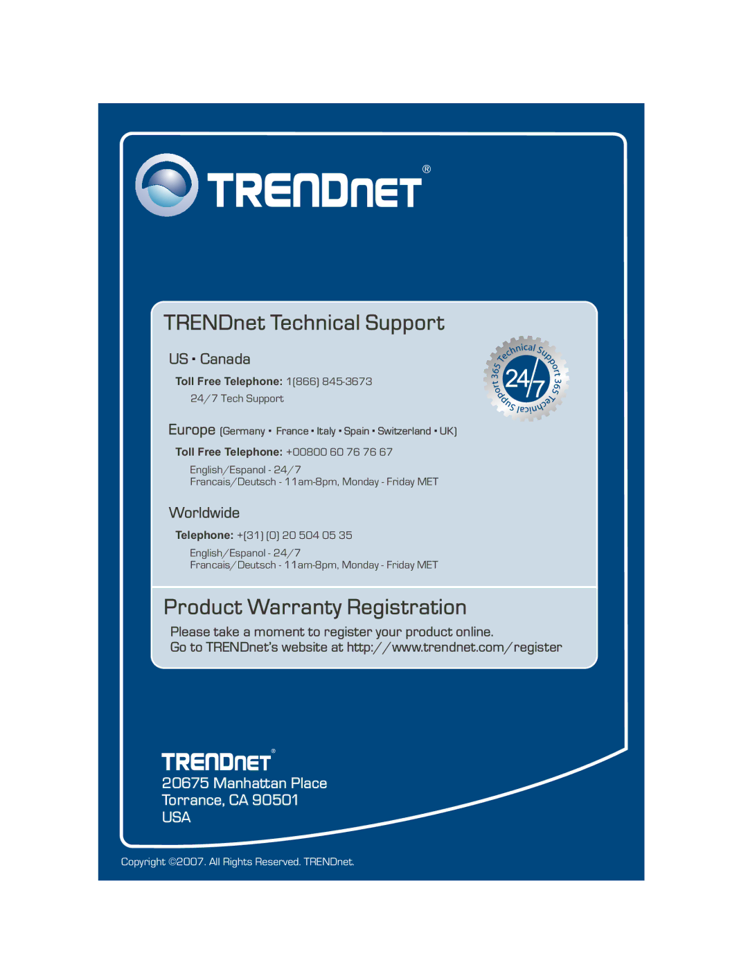 TRENDnet TK-210K manual TRENDnet Technical Support 