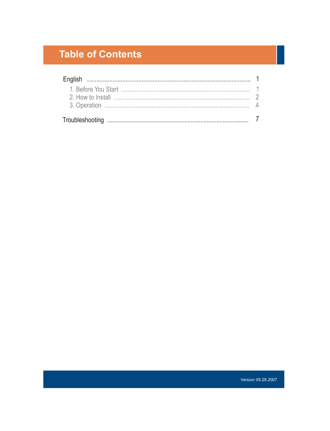 TRENDnet TK-210K manual Table of Contents 