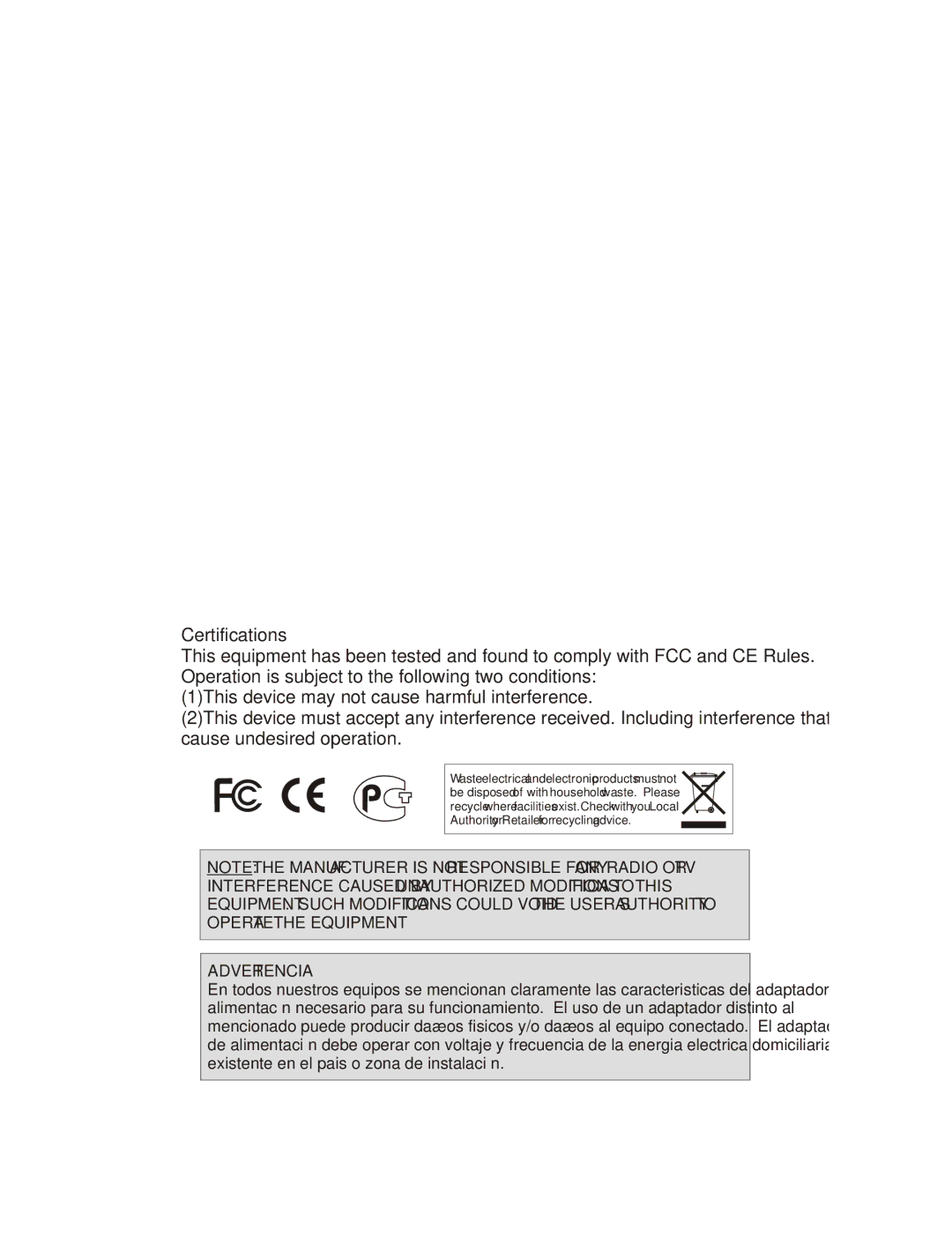 TRENDnet TK-401R manual Advertencia 