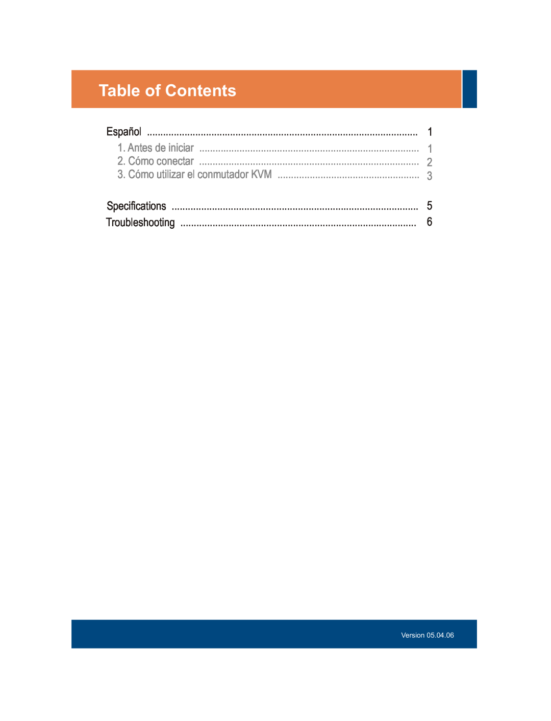 TRENDnet TK-408K manual Table of Contents, Antes de iniciar, Cómo conectar, Cómo utilizar el conmutador KVM, Version 
