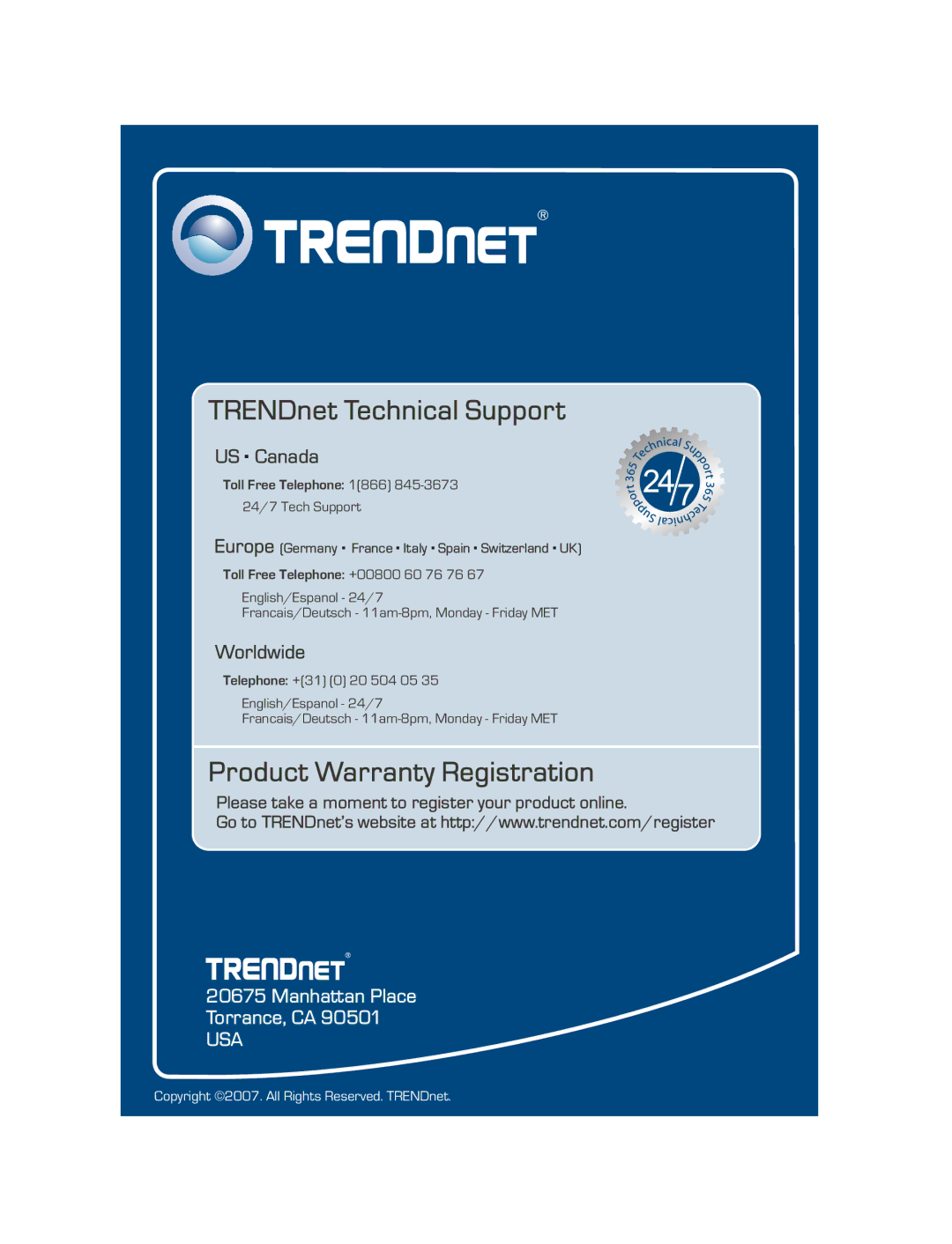 TRENDnet TK-423K manual TRENDnet Technical Support 