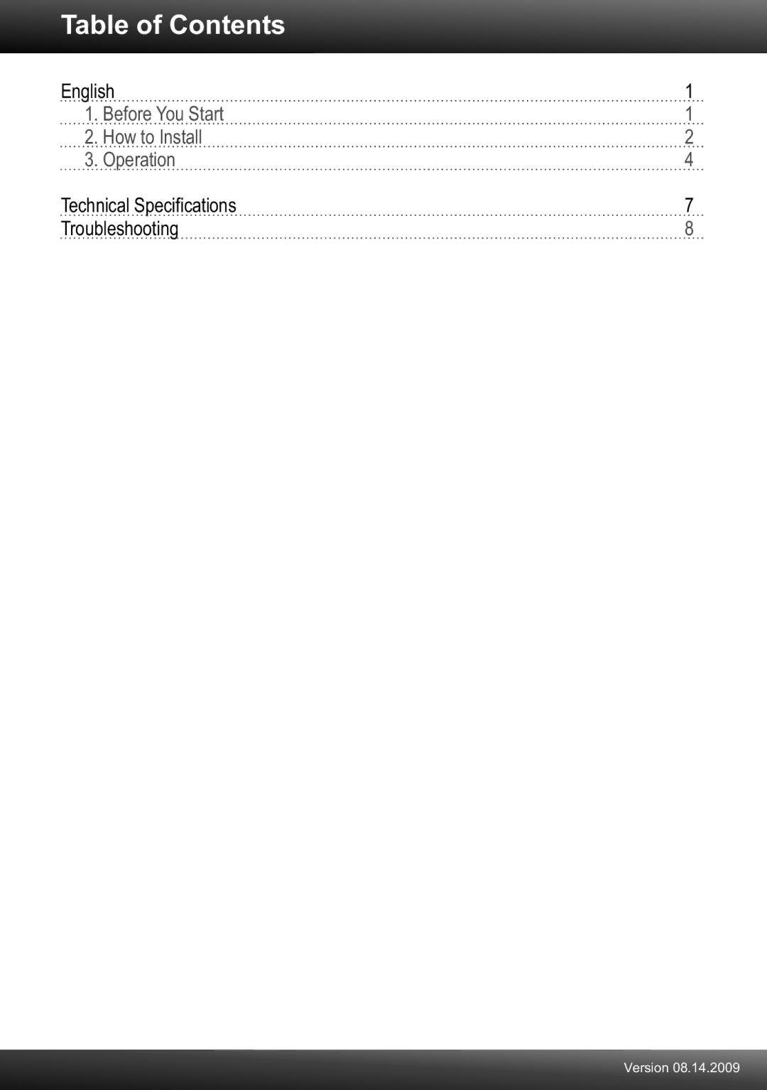 TRENDnet TK1603R manual Table of Contents 