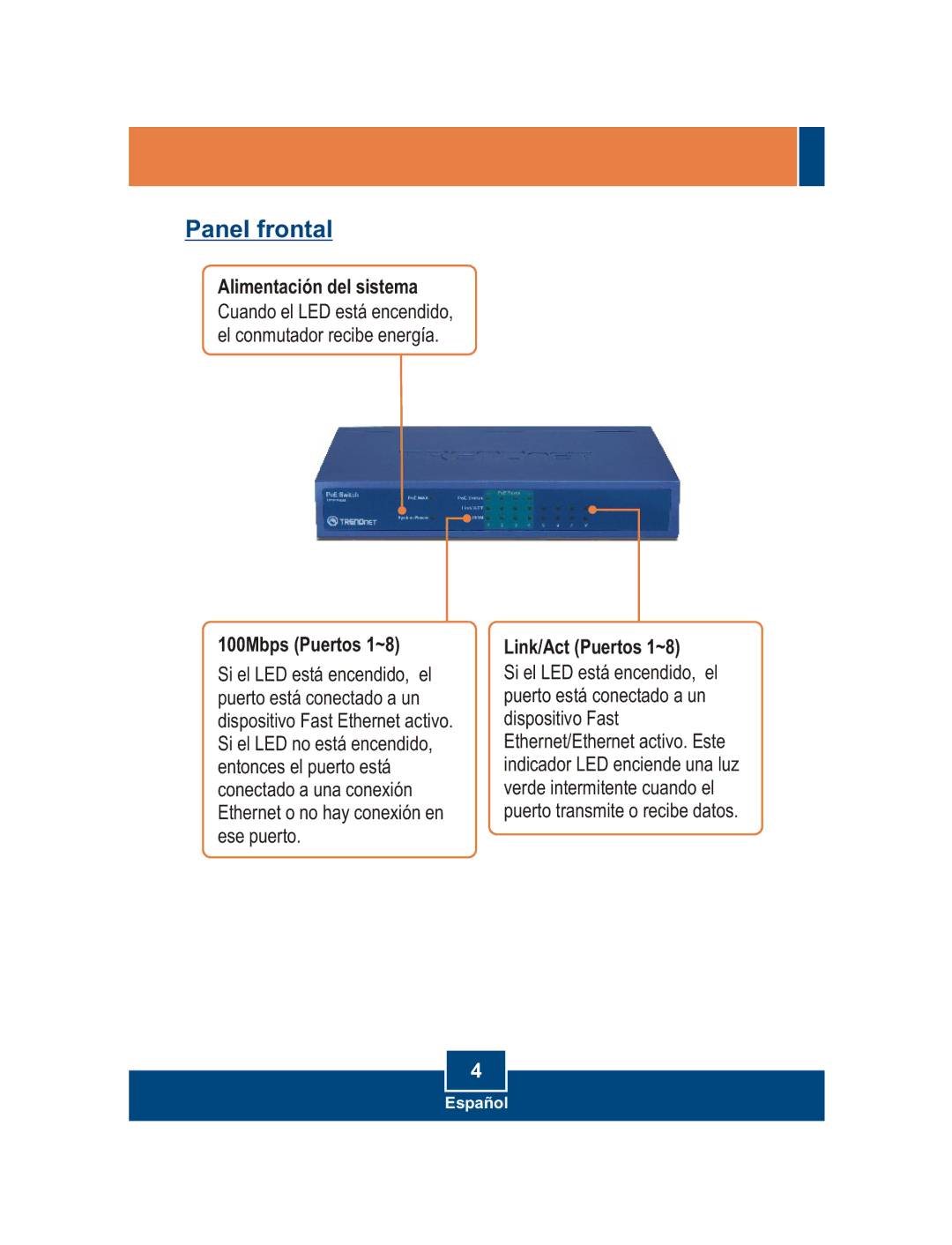 TRENDnet TPE-S44 manual Alimentación del sistema 