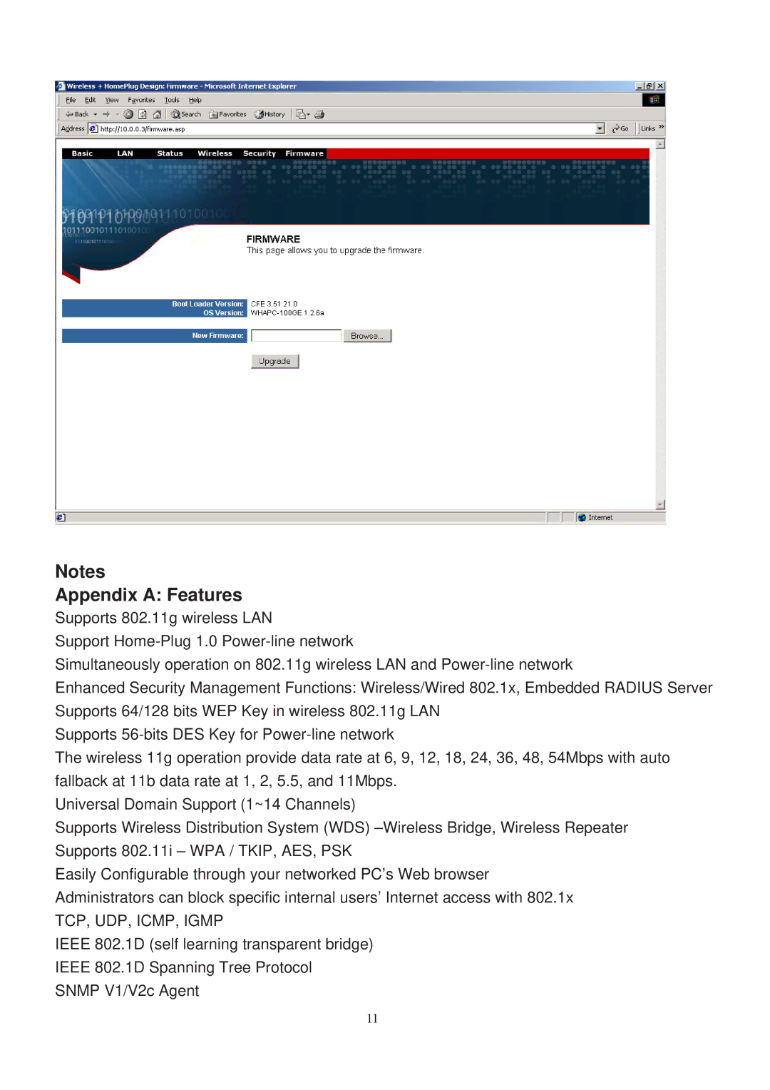 TRENDnet TPL-110AP manual Appendix a Features, TCP, UDP, ICMP, Igmp 